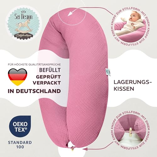 sei Design XXL Stillkissen 190x35 mit Musselin-Bezug ergonomisch. Schwangerschaftskissen Seitenschläferkissen Komfortkissen für Erwachsene… – Ansicht 4