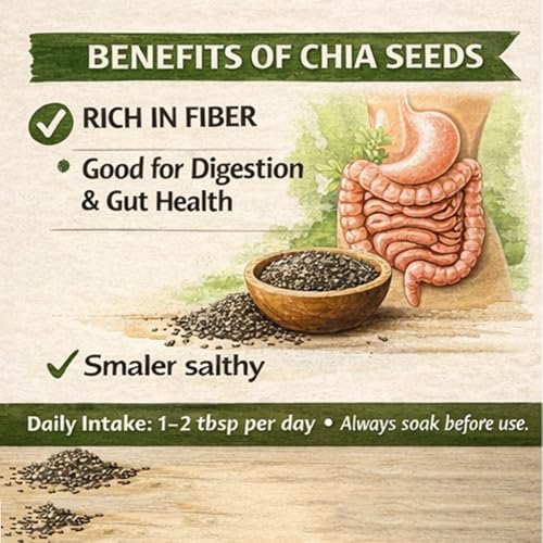 Image of Femap Chia Seed Premium Raw Chia Seeds (500g) | 100% Organic & Raw Superfood | High in Omega-3 (ALA), Protein & Dietary Fiber | Perfect for Weight Loss, Digestion & Heart Health | 500 Gram Pouch (1.0kg)