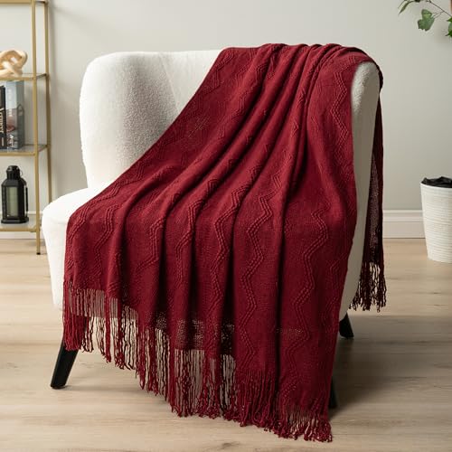 Couverture géométrique rouge bordeaux 127x152 pour intérieur