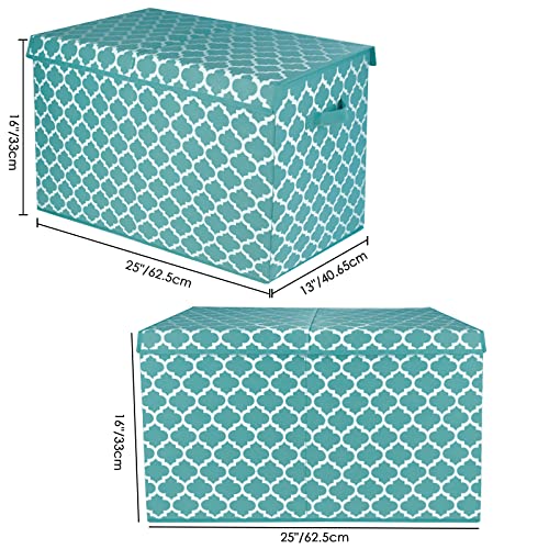 Homyfort Toy Chest Box For Girls With Divider, Flip-Top Lid, Kids Large Toy Storage Collapsible Bins Container For Nursery, Playroom, Closet, Home Organization, 24.5"X13" X16" (Blue) #TOP5