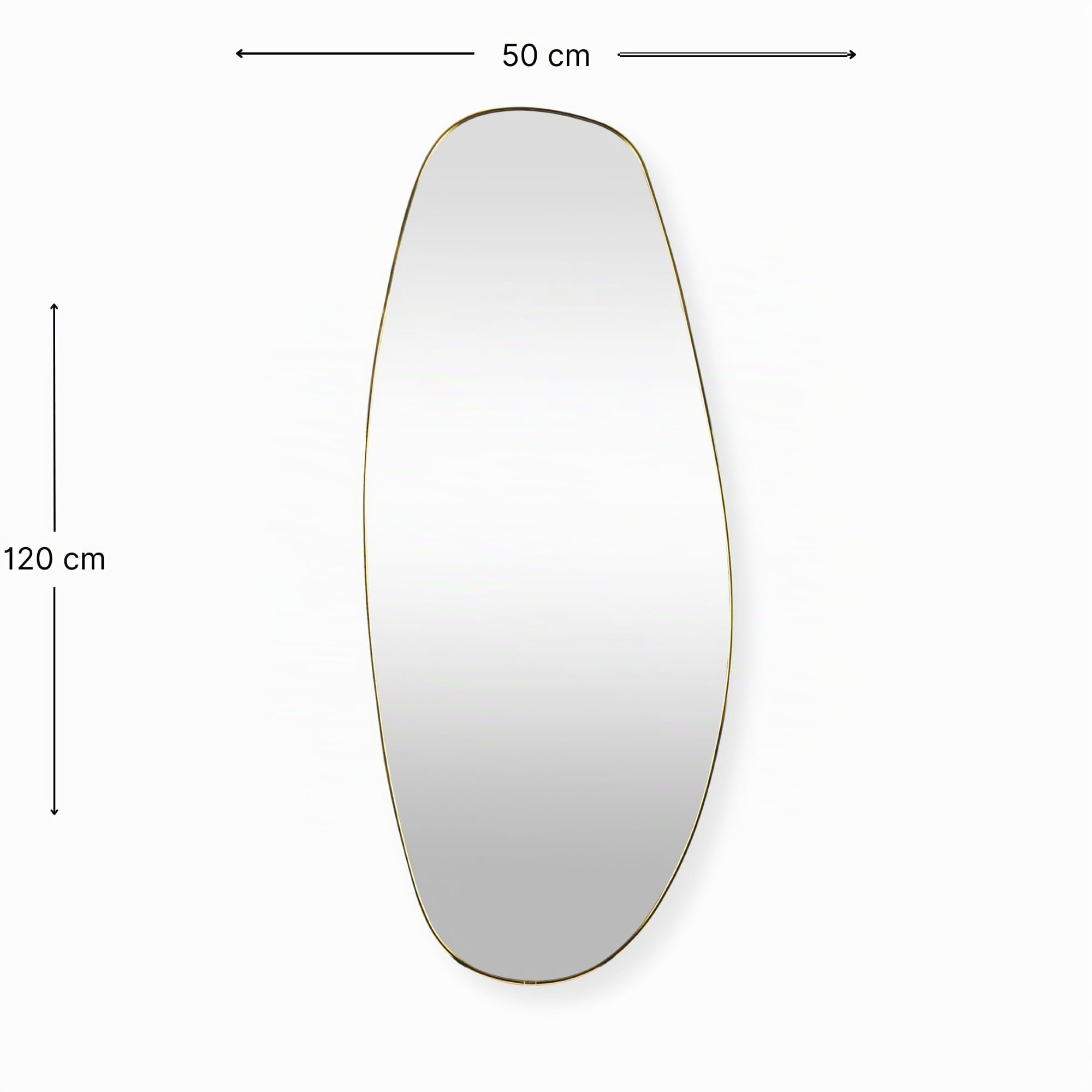 SensaHome Leandro Wandspiegel – Organischer Spiegel – Asymmetrisches Design – 120x50 cm – Gold
