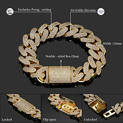 Pulsera Cuban Link para Hombre 15mm Oro 18K Chapado miniatura 2