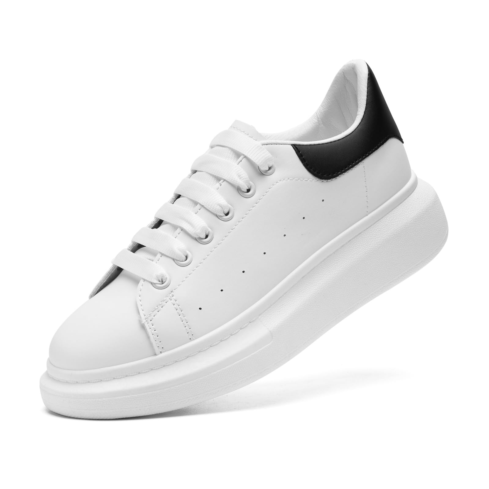 COVSPlatform White Sneakers for Women, Women's Fashion Sneakers, Leather Sneakers for Women Unisex Height Increase Shoes