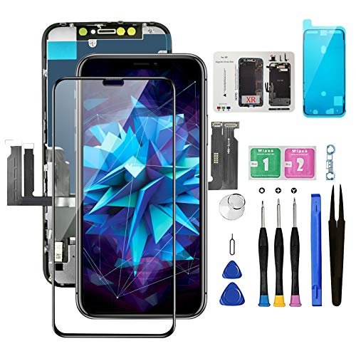 for iPhone XR Screen Replacement 6.1", Bsz4uov 3D Touch LCD Display Digitizer Assembly for A1984, A2105, A2106, A2108, with Magnetic Screws Map Waterproof Frame Adhesive Sticker and Full Repair Tools