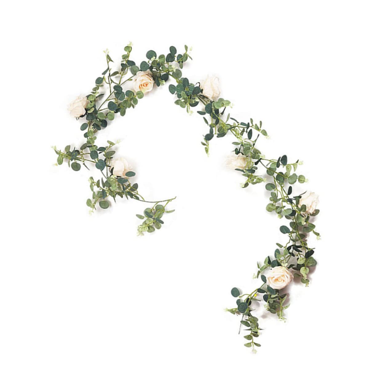 Zerodeko 2stücke Künstliche Rattan Wanddekoration Mit Rosenornamenten Hängende Eukalyptus-Vine Girlande Für Hochzeiten Partys Und Zuhause