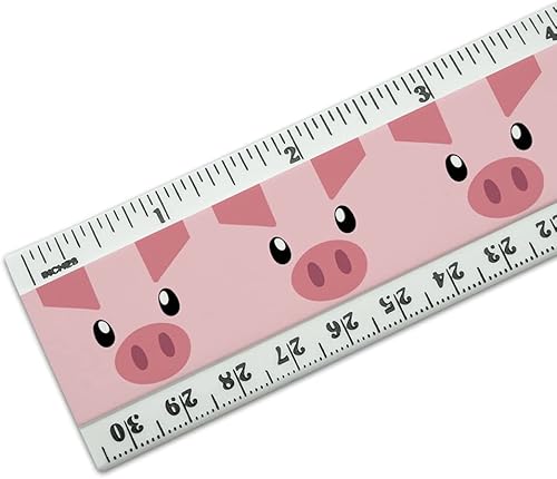 Miniatura 2 de Regla de plástico estándar y métrica de 12 pulgadas con cara de cerdo