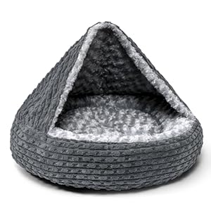 Heymamba Doughnut Dog Bed Medium Dog Cave Bed, Round Dog Sofa Bed with Fiber Cotton to Support Medium Dogs, Soothing dog snuggle bed Washable hooded dog beds for Medium Size French Bulldog, 66x66x15cm