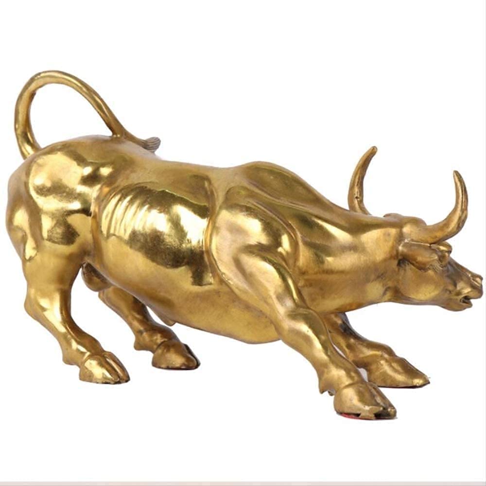 Rzeźba na biurko Byk Statua Rzeźba Złota Ściana Street Bull Statuetka Dom Biuro Dekoracje Akcesoria Prezent Akcesoria Domowe 18x11x12cm