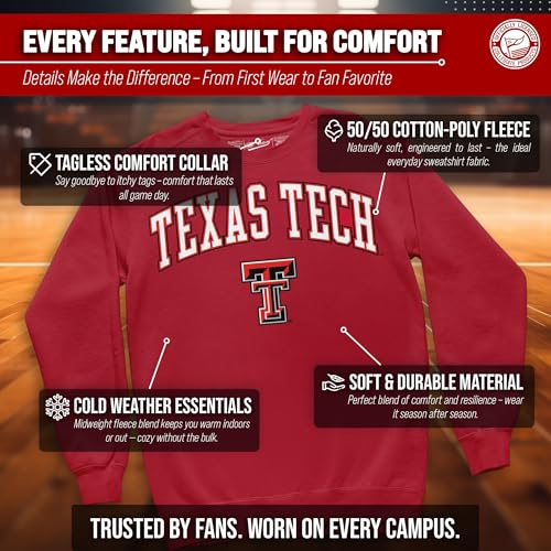 Image of NCAA College Sweatshirt Fleece Crewneck Pullover for Men and Women | Officially licensed NCAA college gameday crewneck pullover - 9 oz fleece lined sweatshirt with arch and logo design