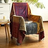 Boho Throw Blanket Couch Woven - Bohemian Blanket Tribal Blanket Boho Striped Softest Chenille...