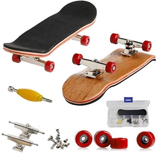 QINIFIFY Mini Fingerboard, Professional Finger Skateboard Maple Wood DIY Assembly Skate Boarding Toy Sports Games Kids (Red)