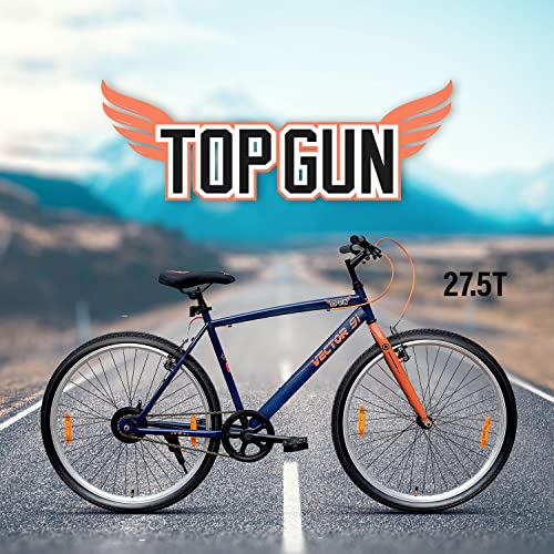 Image of VECTOR 91 Men'S Topgun 27.5T Single Speed, Steel Frame (19 In) Mountain Bike /Bicycle ( Navy Blue , Ideal For: 12+ Years , Brake: V Brake ), Rigid