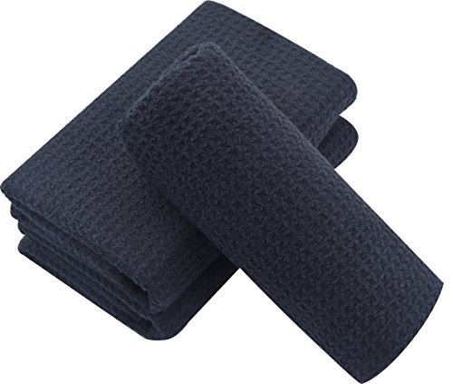 Sinland Kitchen Sublimation Towel Microfiber Dishes Drying Towel And Kitchen Cleaning Cloth Quick Drying Tea Towel Waffle Weave 16Inch X 24Inch（3 Pack Black） #TOP3
