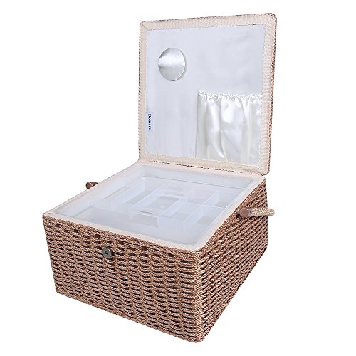 SAXTX 100 Handmade Extra Large Sewing Basket with 107 Pcs Professional