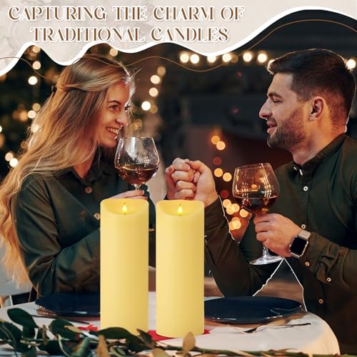 Image of Retisee 2 Pcs Extra Large Flameless Candles 4.7 x15 LED Candles with Remote and Timer, Realistic Battery Operated Candles Big Pillar Flameless Candle for Wedding Christmas Home Decor