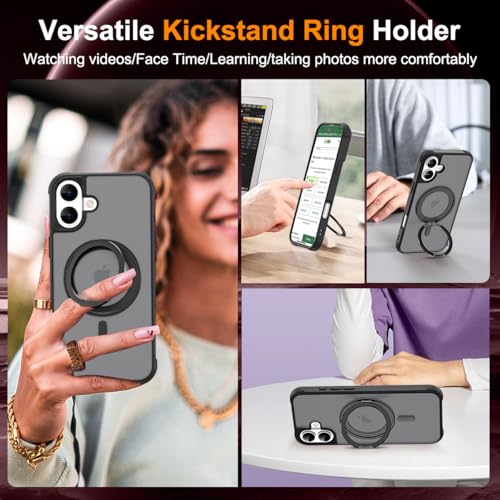Image of Compatible with iPhone 16 Case with Stand 6.1 inch,Black