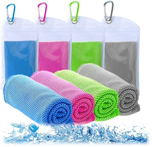 (Pack of 4) Cooling Towels,ice Towels, Soft and Breathable Cool Towels, Microfiber Towels, Quick-Drying Towels, Suitable for Yoga, Sports, Running, Fitness, Exercise and More Activities