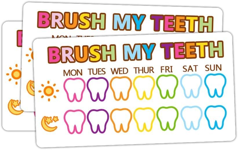 50 Pcs Teeth Brushing Chart, Dental Hygiene Reward Cards, Kids Care Reward Cards (3.5 x 2 Inches)
