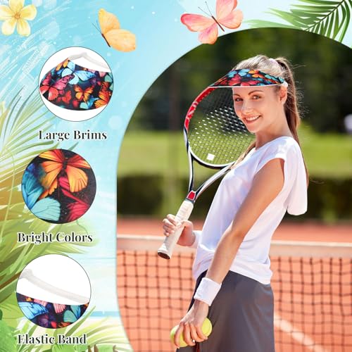 Image of Chicingyou 12 Pcs Sun Visors for Women 4 Styles Adjustable Wide Brim Caps Unisex EVA Visors Hat for Golf Beach Summer Outdoor Activities Multicolor