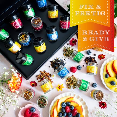 Hallingers Klassisches Tee-Set - 12 hochwertige Tees luxus Geschenkset, intensives Aroma in Schraubgläsern, Teeliebhaber Vielfalt (Set) - Geschenkideen Weihnachten & Geschenke Adventskalender | Genesu