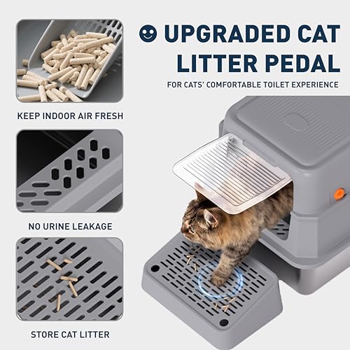 Arenero para gato de acero inoxidable con tapa grande miniatura 5