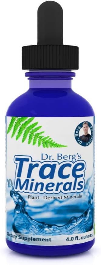 Dr. Berg's Trace Minerals Supplement – 100% Plant Derived – Electrolyte Hydration, Enzyme Activation, Supports Metabolism for Healthy Hair, Skin & Nails (4 oz Liquid)