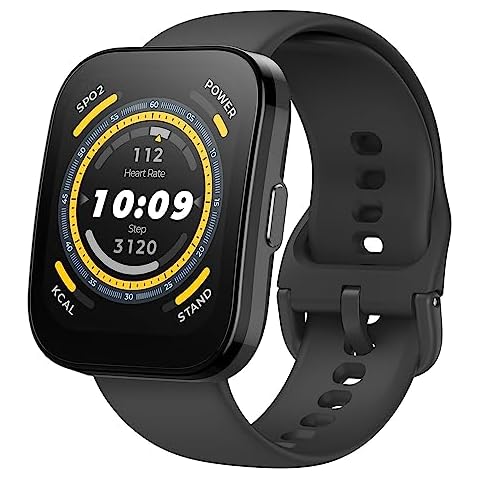Amazfit Bip 5 Smart Watch 46mm, GPS, Alexa Built-in, Bluetooth Calling, 10-Day Battery, Heart-Rate & VO2 Max, Sleep Health Monitoring, AI Fitness App,120+ Sports Modes, for Android & iPhone, Black Cover
