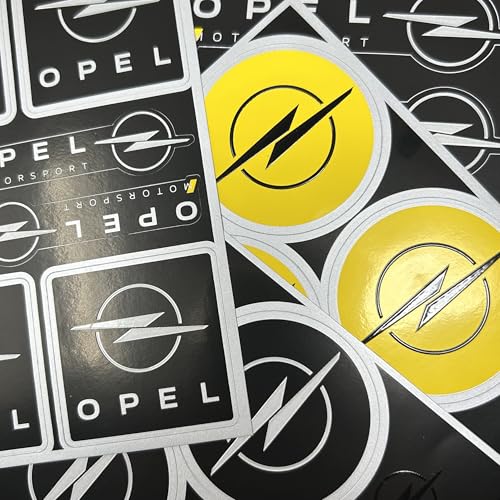 Aufkleber-Set, offizielles Lizenzprodukt, hergestellt für Opel Motorsport, Logo Schwarz und Chrom, 94 x 131 mm (5 Aufkleber)