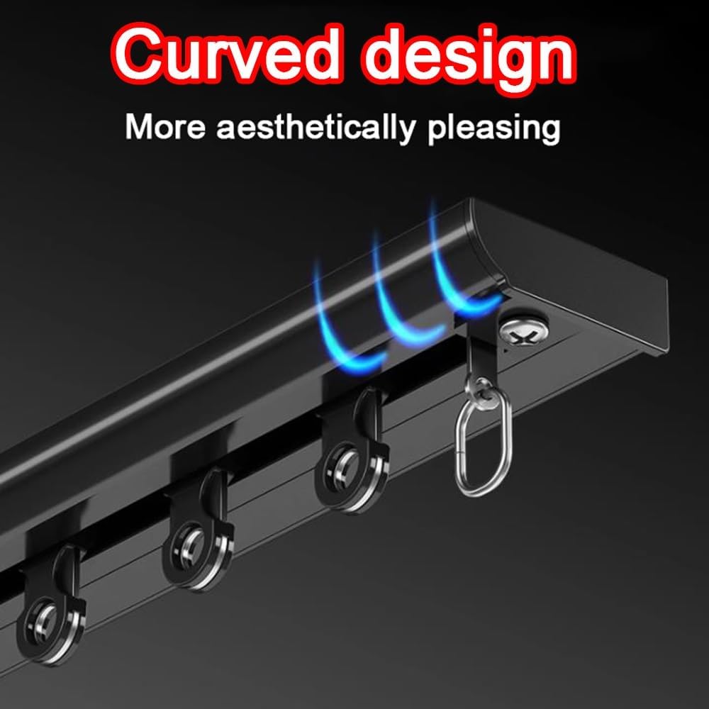 Aluminum Ceiling Curtain Track Set Heavy Duty Curtain Rod Sliding Curtain Rail For Room Divider/Bedroom/Window/Living Room/Rv(Black,3.1m(10.2ft))