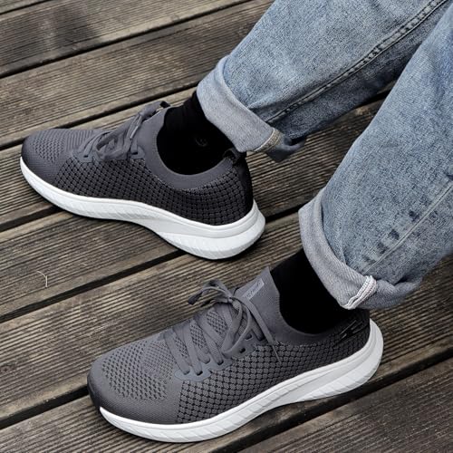 Image of Mens Slip on Lightweight Walking Shoes Non Slip Breathable Running Shoes Comfort Tennis Workout Gym Sneakers with Shoelace