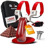 HITX® Steinschleuder Profi Set [Super Grip by Son of DaXau] | Ergonomische Zwille für Erwachsene | Gabel aus 304 Edelstahl | Slingshot Schleuder Set inklusive 300 Tonkugeln & 2 Gummibändern