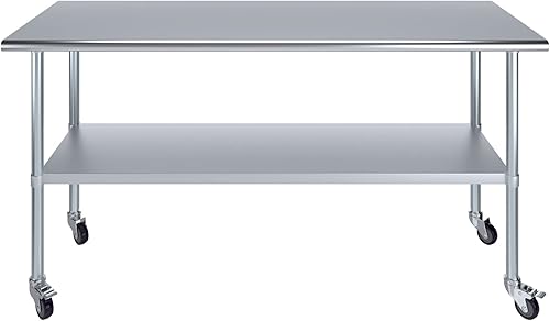 Miniatura 71 de AmGood Mesa de trabajo de acero inoxidable con ruedas Estación de trabajo