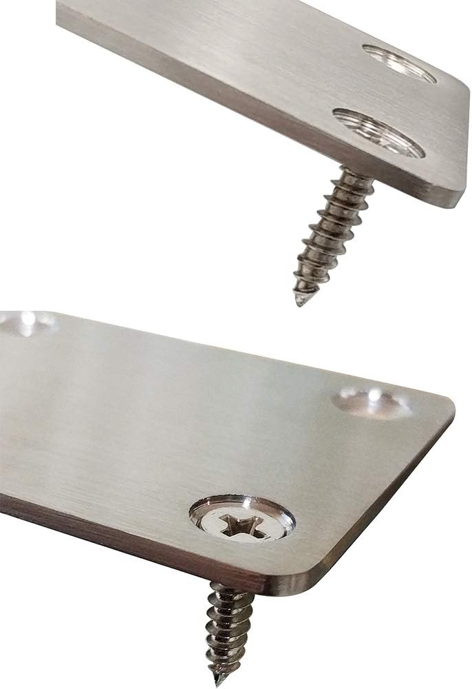 3 Pieces Flat Straight Brace Bracket Steel Metal Mending Fixing Plate,Brushed Finish 5.4" × 1.9" × 0.08"