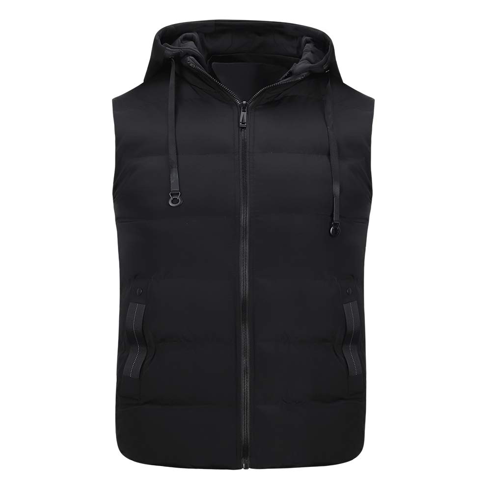 YOUTHUP Doudoune Homme sans Manches Hiver Gilet avec Capuche Amovible | Matelassé, Léger, Chaud, Coupe-Vent, Coupe Régulière, 2 Poches, Fermeture Éclair, pour Loisirs Et Plein Air