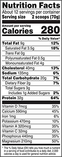 Image of Muscle Milk Genuine Protein Powder, Chocolate, 1.93 Pounds, 13 Servings, 32g Protein, 2g Sugar, Calcium, Vitamins A, C & D, NSF Certified for Sport, Energizing Snack, Packaging May Vary