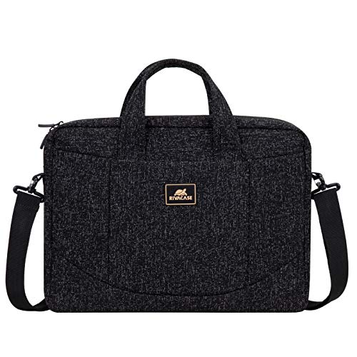 Image of RIVACASE Anvik Laptop Bag 15.6 Inches Waterproof Compact Shoulder Bag for Notebooks Ultra Light Computer Bag for Women /Men /School /Travel /Business, Compatible with Laptop Macbook Pro 15.6 inch, Black