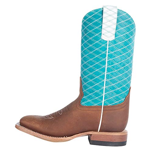Macie Bean Girls Pecan Barking Iron Turquoise Cowboy Boot3