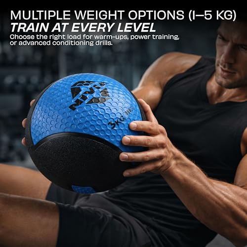 Image of Nivia Pro Medicine Ball for Strength Training, Core Workouts, Endurance Training, Non-Slip Surface, Weight Ball for Crossfit (Dark Blue, 3 KG)