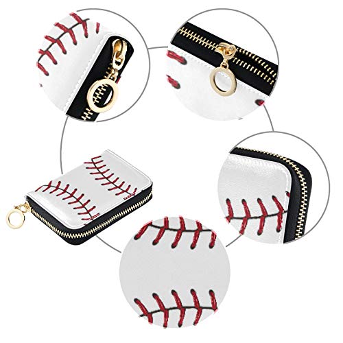 susiyo Baseball Red Lace Credit Card Wallet, RFID Blocking Compact Women Leather Card Holder Zipper Purse3