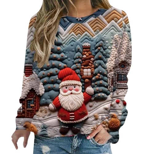 Sweat-shirt de Noël femme fini le froid hivernal avec ce col rond doux