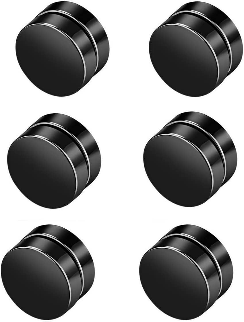 Stainless Steel Magnetic Non-piercing Biker Stud Earrings Set Piercing Huggie Small Hoop Surgical Steel Earring Stud Set Cubic Zirconia Hypoallergenic Earring for Mens Women