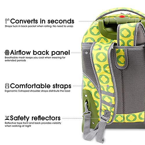 J World New York RBS-18 LIME LOGO Sunrise Kids Rolling Backpack For Girls Boys Teen. Roller Bookbag With Wheels, Lime Logo thumb #5