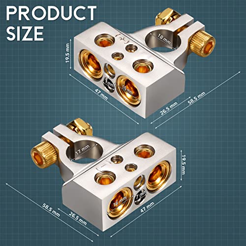 2 Pairs Battery Terminal Connectors 0/2/4/6/8/10 Gauge AWG Heavy Duty Battery Terminal with