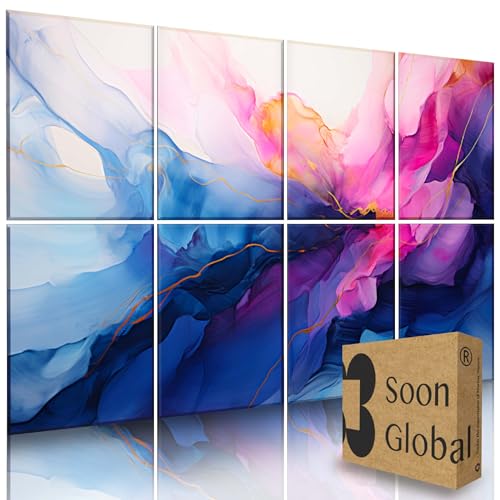 Soon Global 8-Pack Acoustic Panels, Soundproof Wall Panels, 48 X 32 Inches Sound Absorbing Panels, Decorative Acoustical Wall Panels, Acoustic Treatment for Recording Studio, Opulence