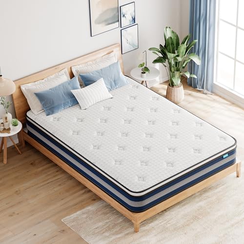 Twin Mattress, 12 Inch Hybrid Mattress with Individual Pocket Springs & Comfort Memory Foam, Twin Size Bed for Pressure Relief & Targeted Support, Medium Firm