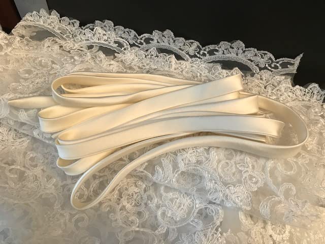 Wedding Corset Satin Ribbon 140", Corset Back Lace-up Straps, Zipper Replacement Corset Ribbon.// white, offwhite, ivory, champagne, black. (IVORY)2