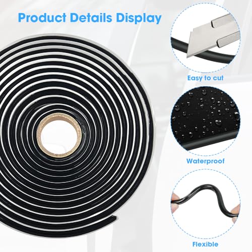 Riisoyu Butylrundschnur, 4m x 8mm Butylrundschnur Schwarz Butylschnur Butyl Dichtungsband Wasserdichtes Butylband für Auto-LKW-Scheinwerfer Fenster, Tür, Windschutzscheibe, Haushaltsgeräte