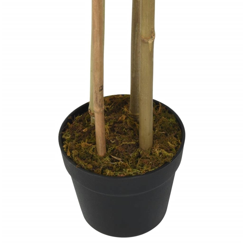 Albero di bambù artificiale con 1520 foglie, altezza 200 cm, verde in bambù e fibra tessile, con vaso di plastica, ideale per soggiorno, ufficio, balcone, giardino e interni