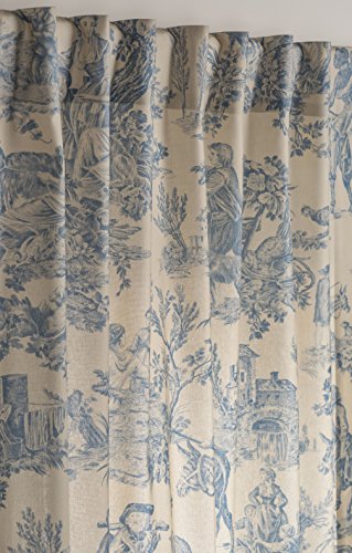 Maison D' Hermine Curtain 100% Cotton 50"X84" Curtains 1 Panel Easy Hanging With A Rod Pocket & Loop For Kitchen, Bedrooms & Offices, The Miller - Blue - Spring/Summer #TOP6