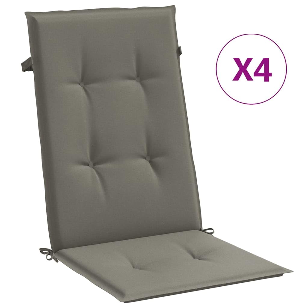 ShGaxin Cojines para Silla Respaldo Alto 4 uds Tela Gris Oscuro Melange, Cojines para Butacas De Jardin, Cojines Sillas Cocina, Cojines para Sillas De Terraza, Cojin Silla Exterior - 4002416